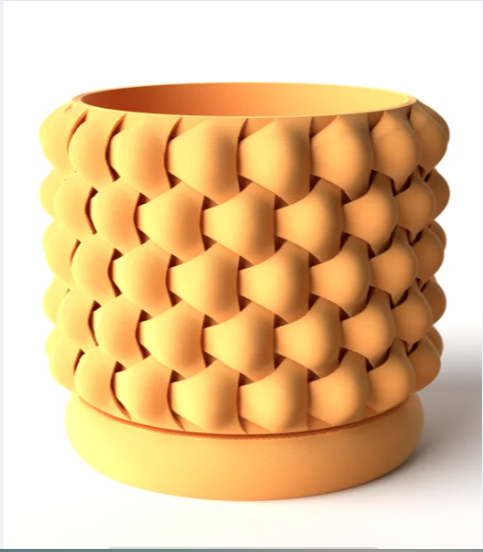 Woven Basket Texture Planter | Modern 3D Braided Cachepot